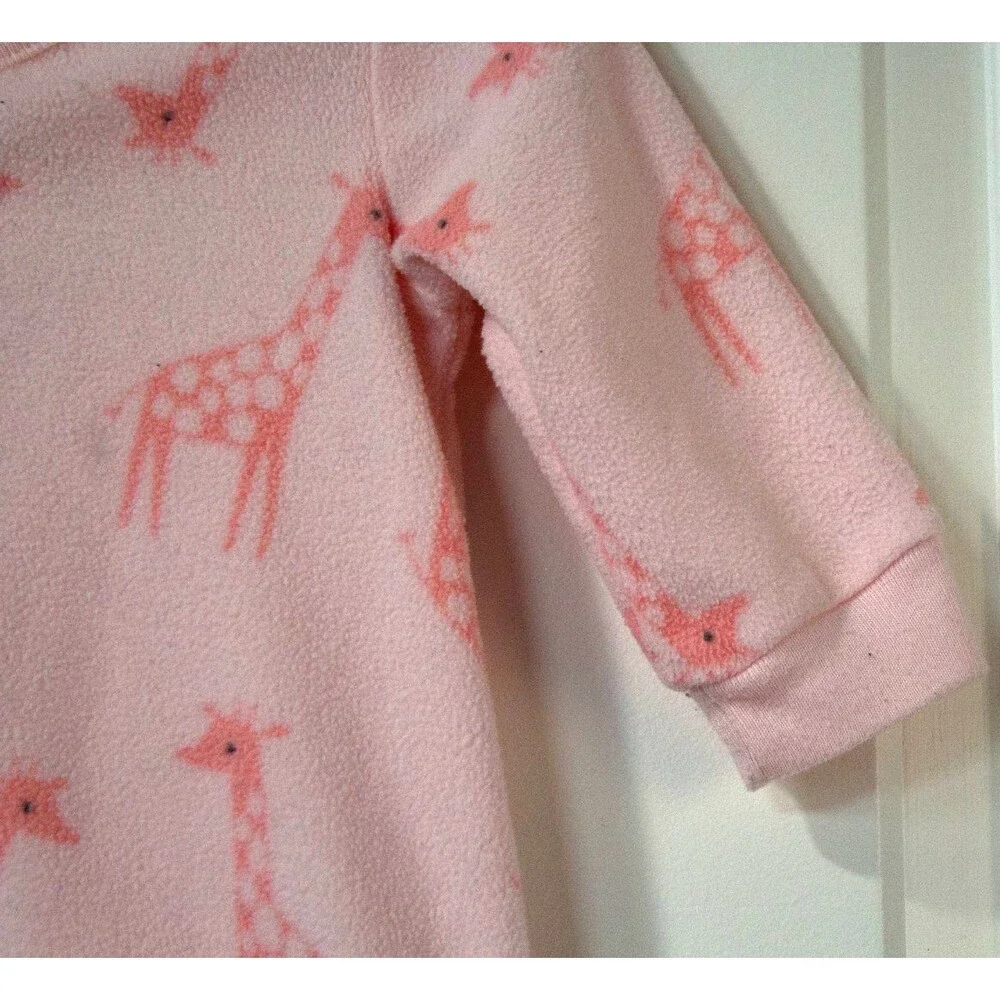 Just One You Carter's Fleece Sleep Sack Gown Pink Giraffes Girl Size 3-6 Months